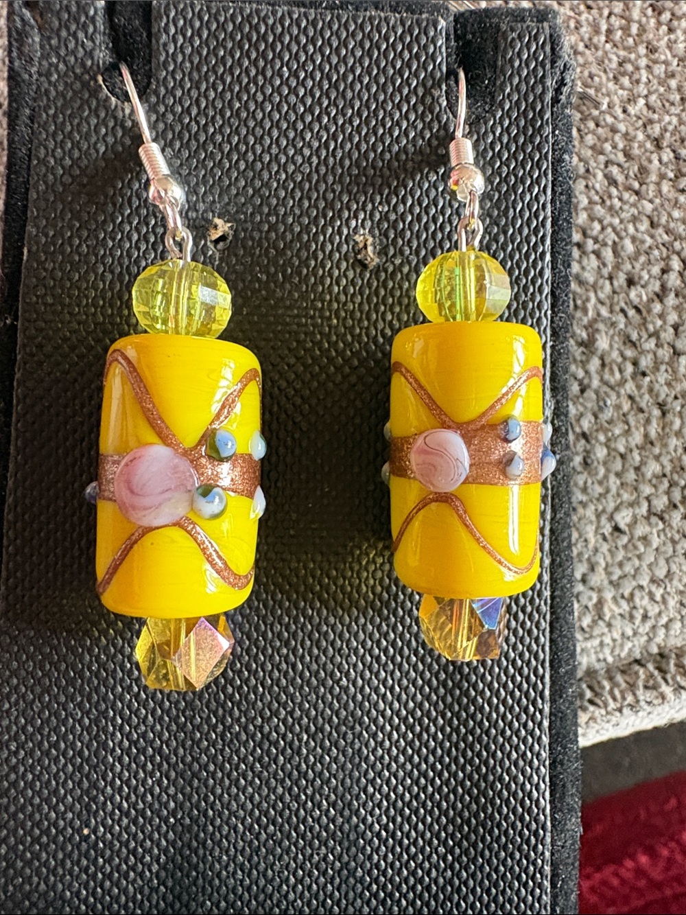 Hand Crafted Bright Yellow Glass Bead Drapery Tiebacks